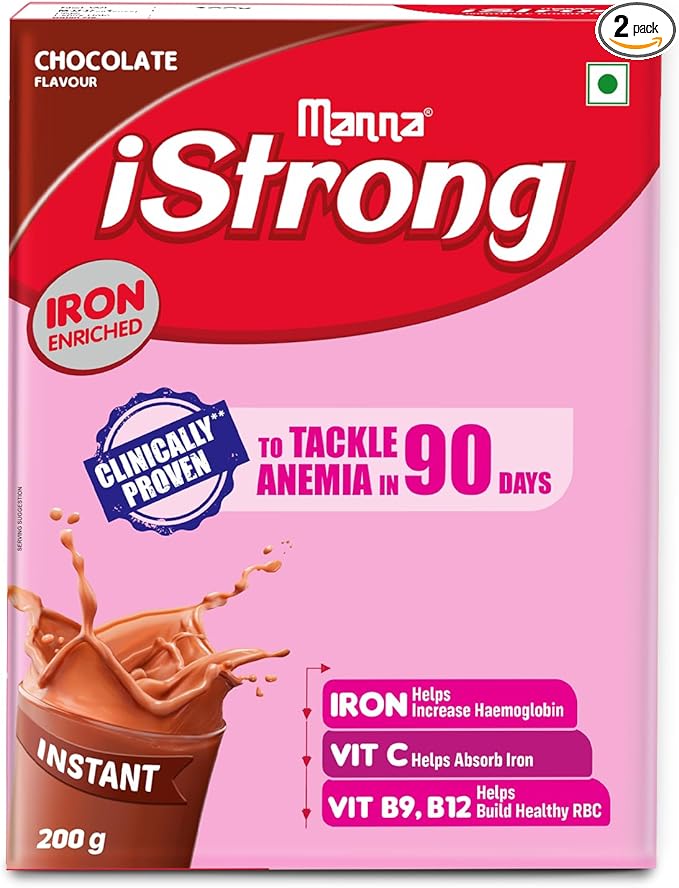 Manna i Strong 400g Iron Fortified Womens Health Drink Mix (Chocolate) Iron Supplement Iron Lock Formula with VIT C B9 B12