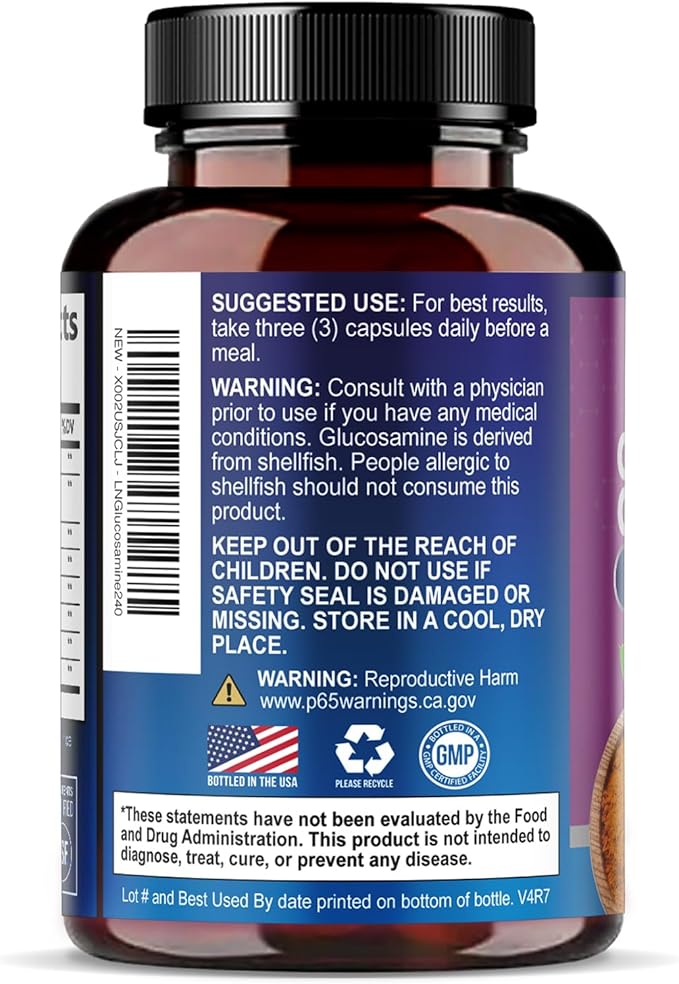 Glucosamine Chondroitin MSM Complex - 3X Strength Joint Support Supplement with Glucosamine Sulfate Turmeric Boswellia - For Cartilage Mobility &amp Flexibility - Bottled in USA 240 Capsules