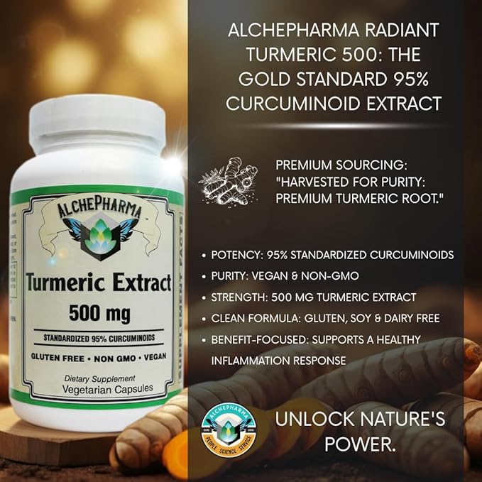 Turmeric Curcumin Supplement 500mg - Standardized to 95% Curcuminoids - Vegan Non-GMO Gluten Free
