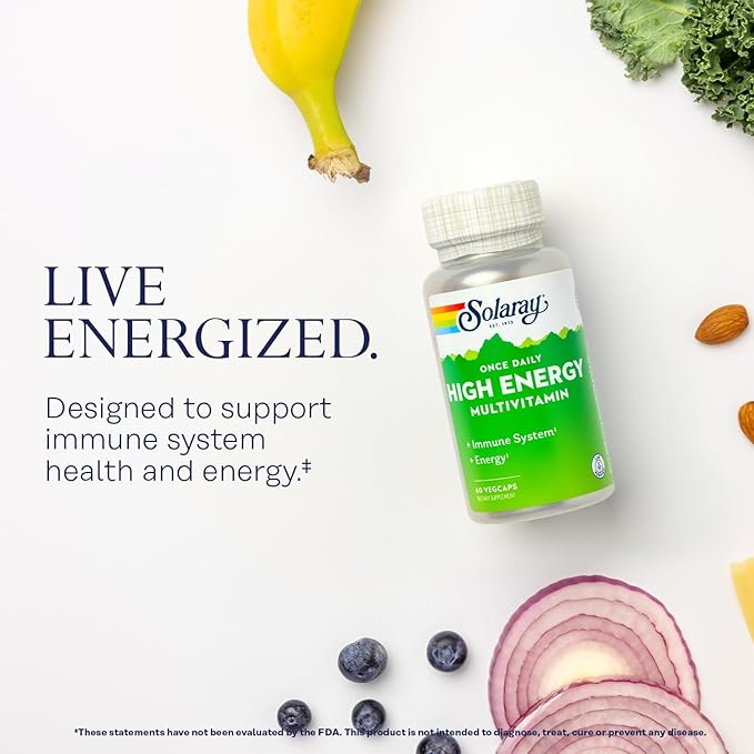 SOLARAY Magnesium Glycinate Powder 350mg and High Energy Multivitamin Bundle - Chelated Magnesium and Once Daily Multi - Bone Health Muscle Heart and Immune Support 60-Day Guarantee 6oz/60ct