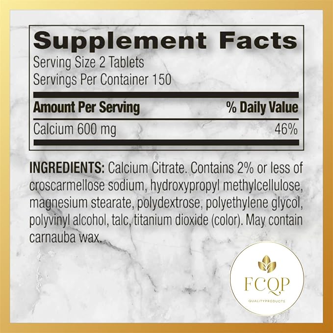 Spring Valley - Calcium Citrate Bone Health Supplement 600mg 300 Count Pill Pouch + Sticker at no Cost