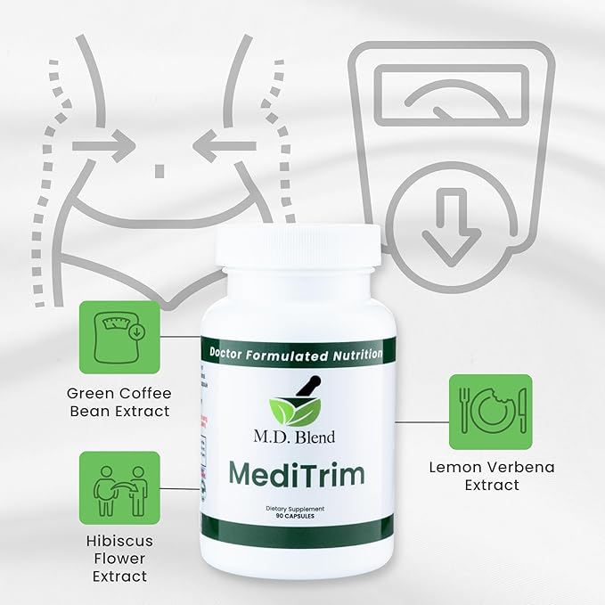 MediTrim Energy Supplements Metabolism Booster Supports Vitality Satiety &amp Physique Goals Smooth System Balance Green Coffee Bean Apple Cider Vinegar Hibiscus 270 Capsules (Pack of 3)