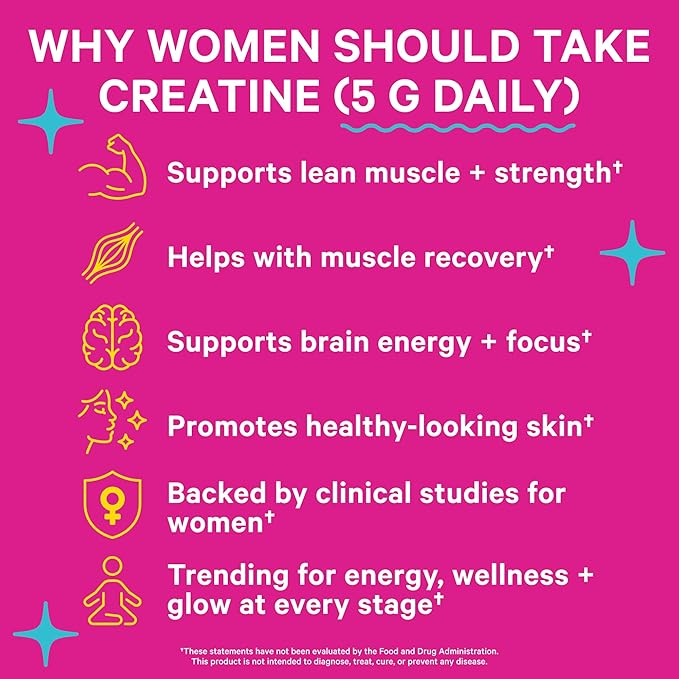 Pink Stork Workout Supplements for Women Bundle - 5g Micronized Creatine Monohydrate + 20g Vanilla Plant Based Protein Powder for Women Supports Muscles Energy Cognitive Function