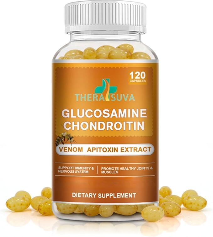 Glucosamine Chondroitin Complex with Raw Honey &amp Bee Venom – Natural Joint Support Mobility &amp Flexibility Supplement 2 Month Supply 120 Softgels