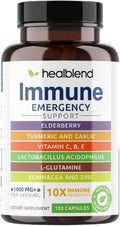 healblend 10 in 1 Immune Support Supplement Booster with Elderberry Zinc Echinacea Turmeric Lactobacillus Acidophilus for Adults [120 Capsules]