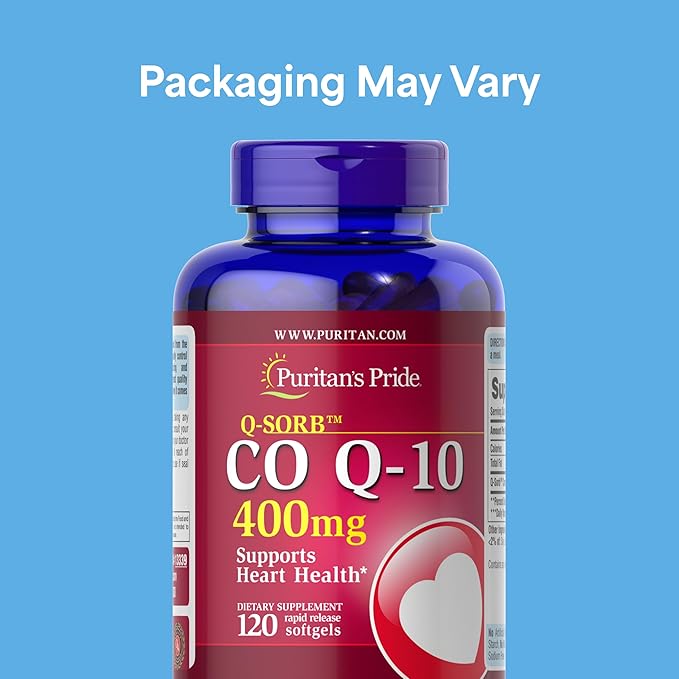 Puritan's Pride Coenzyme CoQ10 400mg Dietary Supplement for Heart Health Blood Pressure Oral Gum Health and Healthy Aging Support 120 Day Supply Rapid Release Softgels
