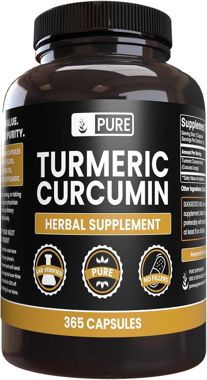 PURE ORIGINAL INGREDIENTS Cayenne Pepper &amp Turmeric Curcumin (365 Capsules) No Magnesium Or Rice Fillers Pure Lab Verified