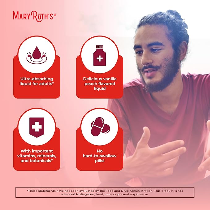 MaryRuth Organics Multivitamin for men | Sugar Free mens Multivitamin | Liquid Vitamins for men | Immune Support Supplement | Cognitive Health &amp Overall Wellness | Vegan | Non-GMO | 15.22 Fl Oz