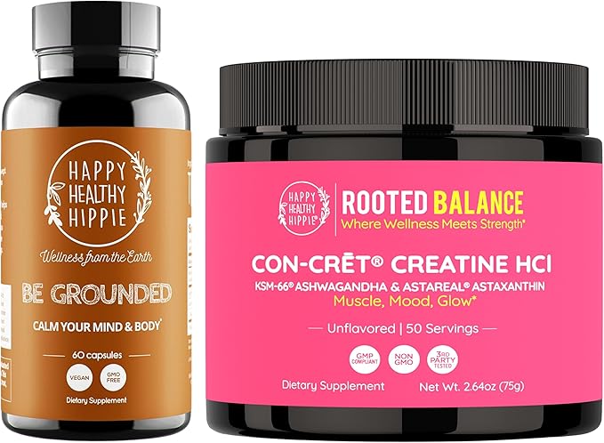 Happy Healthy Hippie Creatine HCl Powder &amp Be Grounded Stress Relief Supplement