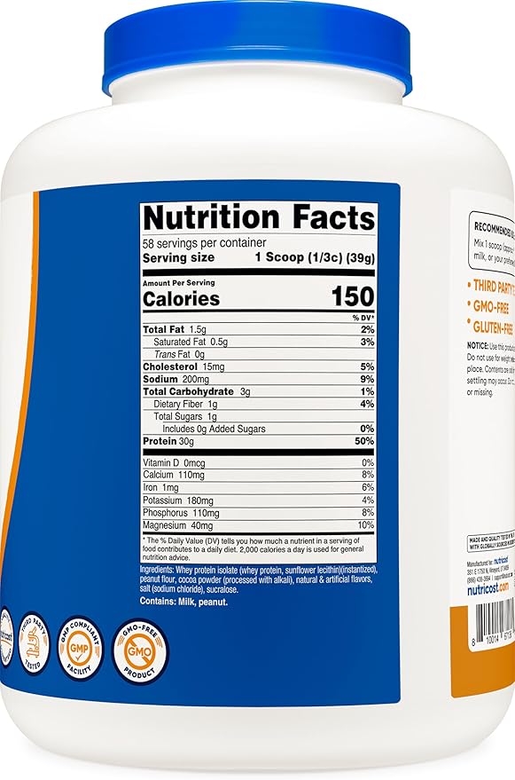 Nutricost Whey Protein Isolate (Chocolate Peanut Butter 5 Pound) Protein Powder