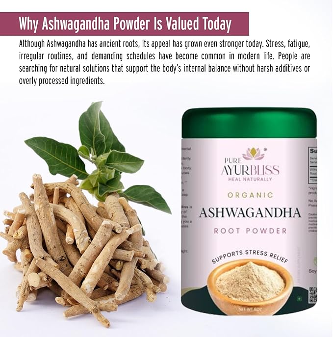 100% Organic Ashwagandha Powder Ayurvedic Blend for Stress Relief Energy and Hormone Balance Supports Digestion Vitality and Cortisol Care - 8oz Tin Box