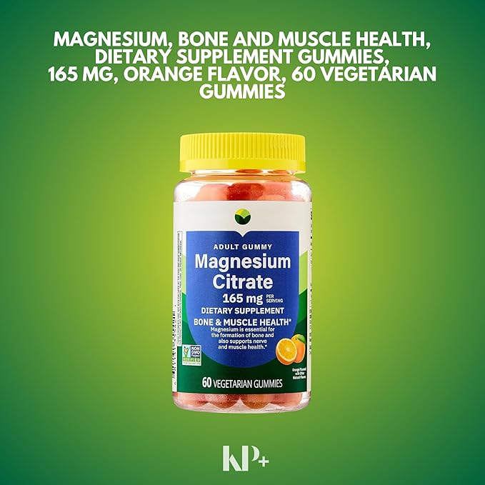 KP+ Magnesium Gummies | Magnesium Citrate 165 mg | 60 Vegetarian Gummies | Supports Bone Muscle &amp Nerve Health | Orange Flavor | Pack of 2