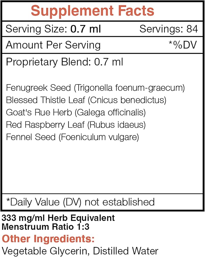 Secrets of the Tribe Lactation Secret Alcohol-FREE Extract High-Potency Herbal Drops Tincture made from Fenugreek Blessed Thistle Goat's Rue Red Raspberry Fennel Seed. Mother's Milk Support 2 oz