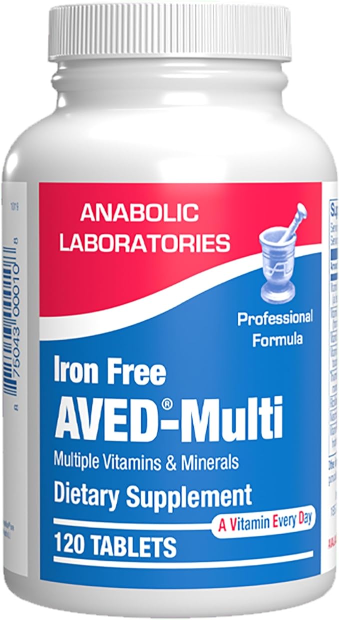 Iron Free Daily Multivitamin for Men and Women 120 Tablets - AVED Daily Multi Vitamin and Minerals Health Supplement - Vitamins A C D E Vitamin B Complex Zinc Calcium Magnesium More