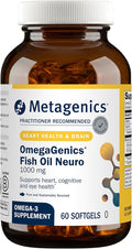 Metagenics OmegaGenics Fish Oil Neuro 1000 mg Omega Supplement for Brain Health &amp Function* - 750 mg DHA &amp 250 mg EPA - with No Fishy Taste - Sustainably Sourced - Non-GMO &amp Gluten-Free -
