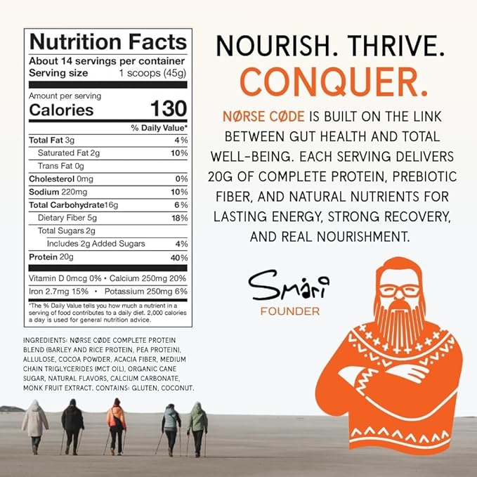 Chocolate Barley Protein Powder | 20g Plant-Based Vegan Protein | Pea Protein Rice Protein Prebiotic Fiber Smooth &amp Gentle on Stomach Low Sugar Keto Friendly | 14 Servings (1.39 lb)