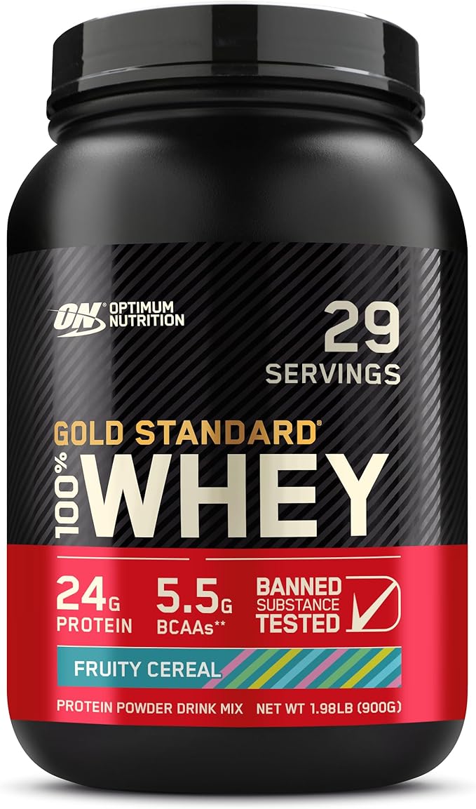 Optimum Nutrition New Flavor Gold Standard 100% Whey Protein Powder Fruity Cereal 1.98 Pound (Pack of 1) (Packaging May Vary)