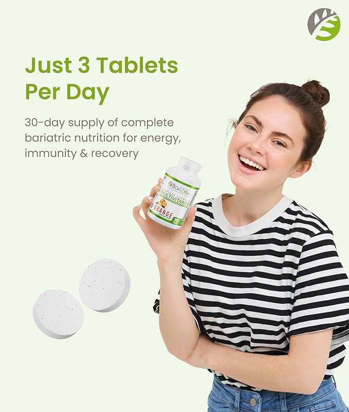 BariSlim Complete Chewable Bariatric Multivitamin Tablets - 45 mg Iron - Bariatric Vitamin &amp Supplement for Post Bariatric Surgery Including Gastric Bypass &amp Gastric Sleeve | Orange | 90 Table