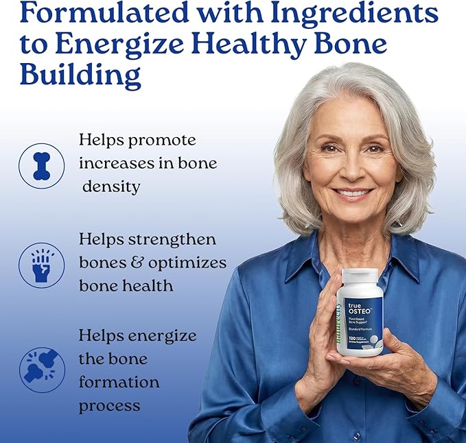 NatureCity True-Osteo Plant-Based Supplement for Bone Strength | AlgaeCal Calcium &amp Magnesium Plant-Based Vitamin D3 Vitamin K2 Silicon| Gentle on Stomach (120 Veggie Capsules)