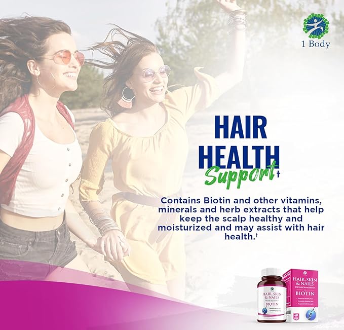 1 Body Hair Skin Nails Vitamin Complex with Biotin - Complete Formula with 26 Essential Vitamins for Men &amp Women - 3 Pack