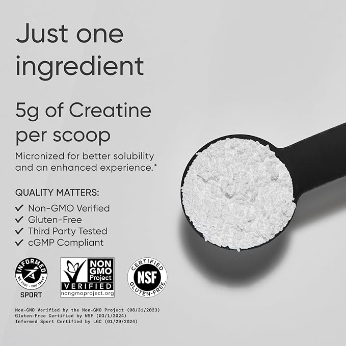 Sports Research Creatine Monohydrate - Gain Lean Muscle Improve Performance and Strength and Support Workout Recovery* - 5 g Micronized Creatine - 17.64 oz