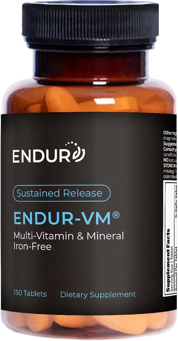 ENDUR-VM - Multivitamin Vitamin A C D E B12 &amp Zinc (Without Iron) SR (Sustained Release) 22 Essential Nutrients to Support Overall Wellness for Men &amp Postmenopausal Women - 150 Tablets