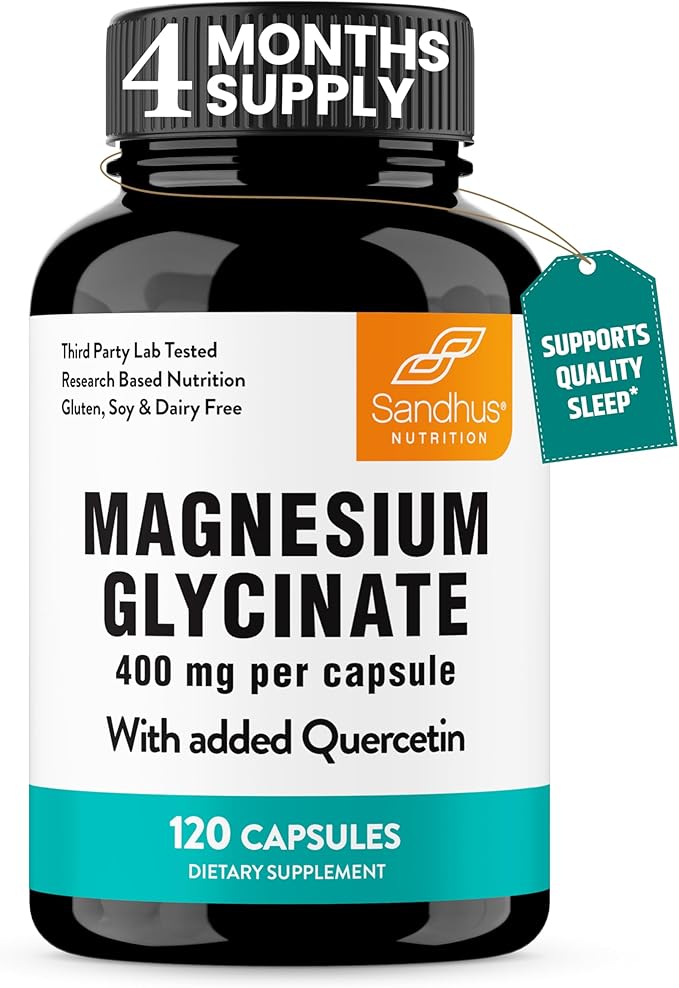 Sandhu's Quercetin with Bromelain &amp Magnesium Glycinate Complex with Quercetin Capsules | Supports Immune Muscle Health &amp Quality Sleep