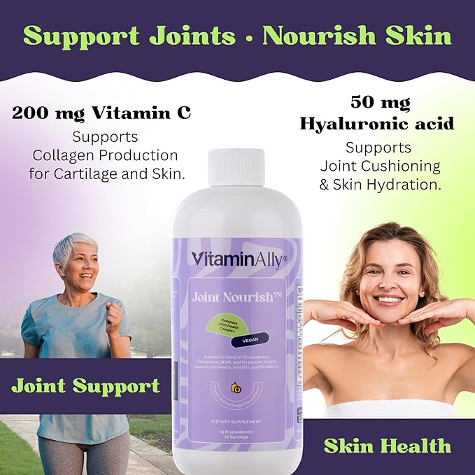 Joint Nourish – 100% Vegan Liquid Joint Supplement | Vegan Glucosamine Chondroitin MSM Hyaluronic Acid &amp Vitamin C | Mango-Peach | Supports Joint Mobility Cartilage &amp Skin | Sugar-Free16