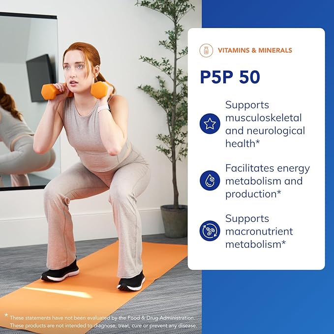 Pure Encapsulations P5P 50 - Active Vitamin B6 - Supports Energy Metabolism &amp Brain Health* - Gluten Free &amp Non-GMO - 60 Capsules