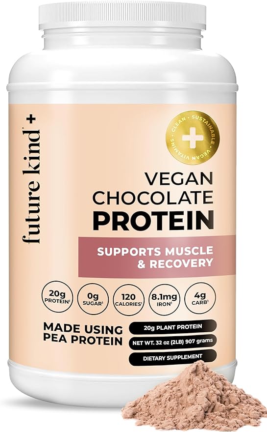 Future Kind Vegan Protein Powder Chocolate Pea Plant Protein for Lean Muscle with Iron &amp Fiber Whey-Free Sugar-Free Soy-Free Non-Dairy (34 Servings)