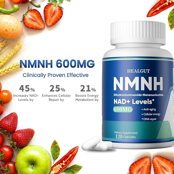 Pure NMNH 600mg Liposomal NAD Supplement for Women &amp Men - NMNH (Dihydronicotinamide Mononucleotide NMN Alternative) for Anti-Aging NAD+ Levels Immune and Energy 120 Capsules (120-Day Supply)