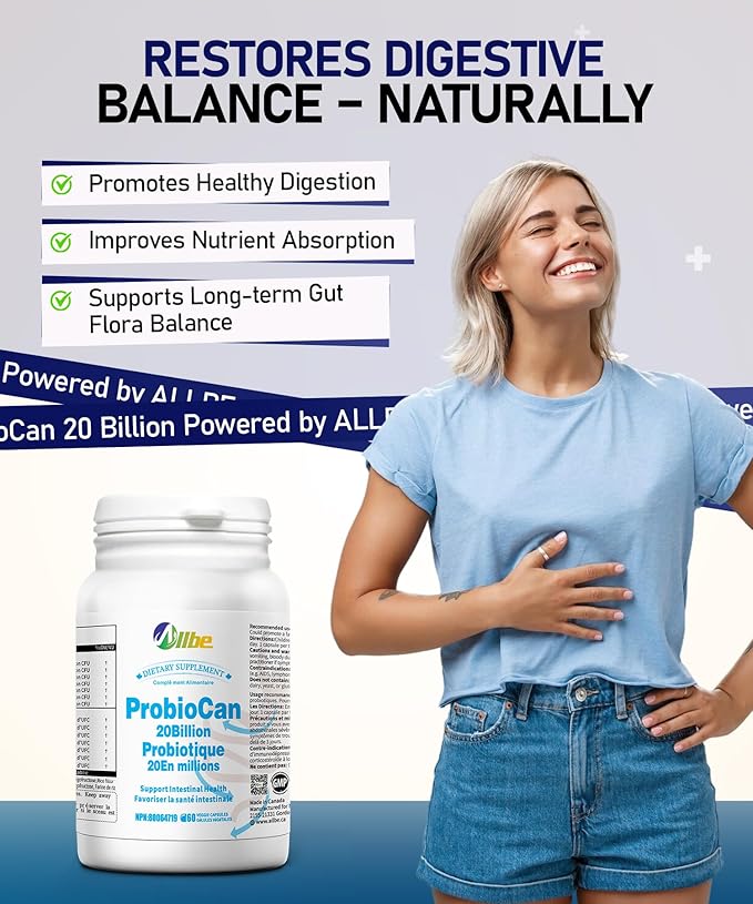 Probiocan 𝟮𝟬 𝗕𝗶𝗹𝗹𝗶𝗼𝗻 𝗖𝗙𝗨 𝗣𝗿𝗼𝗯𝗶𝗼𝘁𝗶𝗰𝘀 𝗳𝗼𝗿 𝗗𝗶𝗴𝗲𝘀𝘁𝗶𝘃𝗲 𝗛𝗲𝗮𝗹𝘁𝗵 7 Strains of Probiotic for Women 4 Packs of 60 Capsules (240 Days Supply)