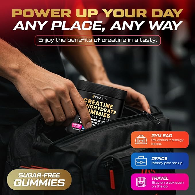 Creatine Monohydrate Gummies for Men &amp Women 9000MG Creatine Gummies Sugar Free with L-Taurine BCAA 2:1 B12 B6 for Boost Strength Focus &amp Endurance Vegan Non-GMO Strawberry 120*2 Bottle