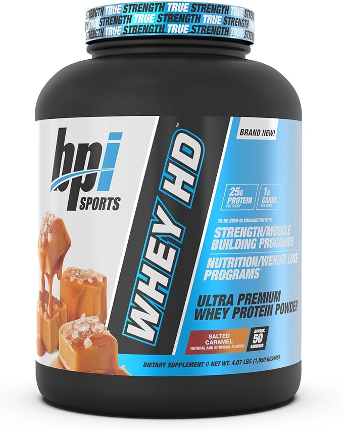 BPI Sports Whey HD Ultra Premium Protein Powder Salted Caramel 4.1 Pound