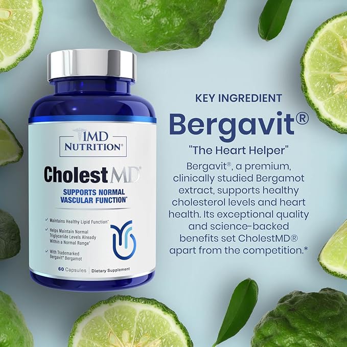 1MD Nutrition CholestMD with Olive Leaf Extract Bergavit Niacin Garlic | 60 Capsules