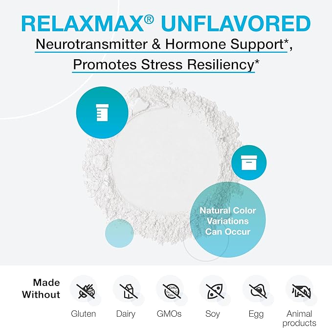 XYMOGEN RelaxMax Drink Mix - Promotes Relaxation + Stress Resiliency - Taurine Powder with Magnesium Myo-Inositol GABA L-Theanine - Unflavored Mood Support Supplement (6.35 oz)