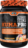 Humapro | Amino Acids Protein Matrix for Humans | 99% Utilization for Lean Muscle | Vegan Gluten Free | 334g / 45 Servings (Passion Fruit)
