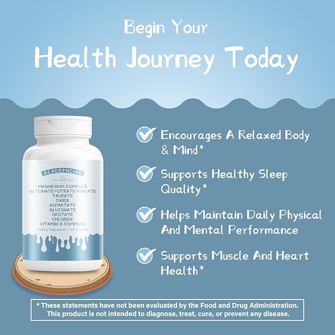 Magnesium Citrate Capsules with Magnesium Citrate Capsules Glycinate Malate Taurate Vitamin B Complex Supplement - 120 Count