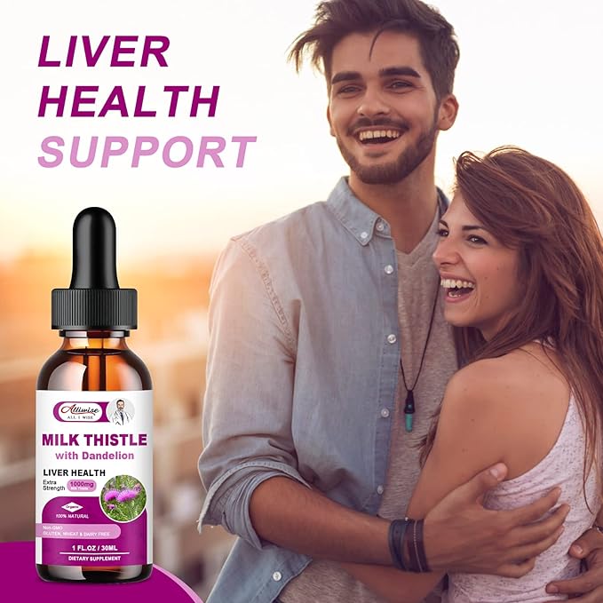 Liver Health Support Liquid 2 Pack600mg Milk Thistle 80% Silymarin Extract &amp 250mg Dandelion Root Extract Liver Cleanse Detox &amp Repair Fatty Liver Formula Vegan Non-GMO and All-Natural