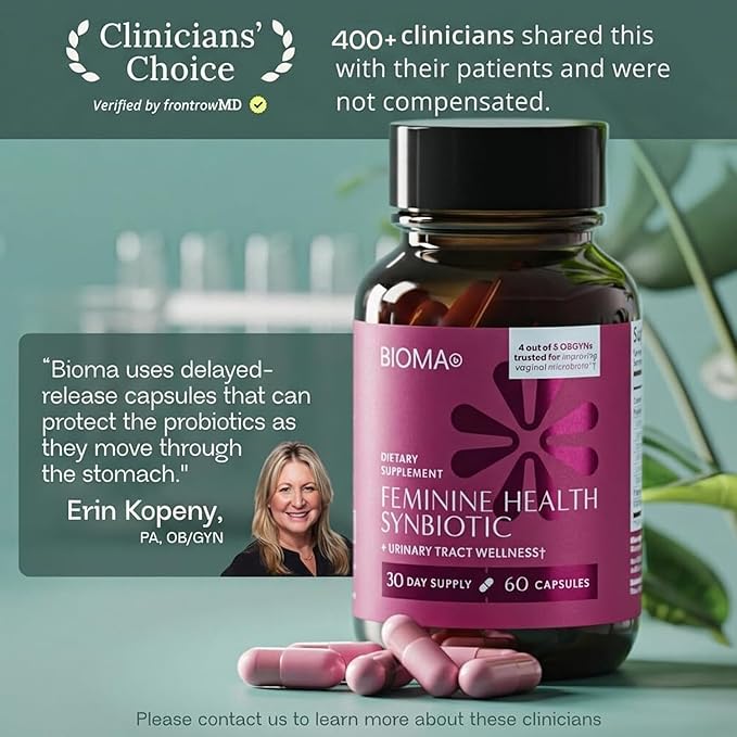 BIOMA Feminine Health Synbiotic - Women's Health Supplement for Healthy Vaginal pH Urinary Tract &amp Digestive Support - with Probiotics Cranberry &amp Tributyrin - 180 Capsules (3 Pack 90-Day S