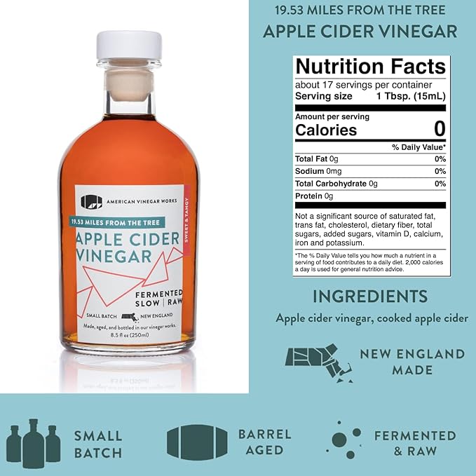 American Vinegar Works - Essentials Kitchen Vinegars - Includes Apple Cider Red Wine Rice Wine and Chardonnay Wine Vinegars - Packed in a Custom Box - Great for Gifts - 8.5 oz Bottles - 4 Pack