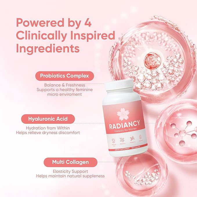 Vaginal Probiotics for Women Vaginal Health - Vaginal Dryness &amp Ph Balance with Lactobacillus Strains Cherry Blossom Extract Hyaluronic Acid Vitamin C 120 Count