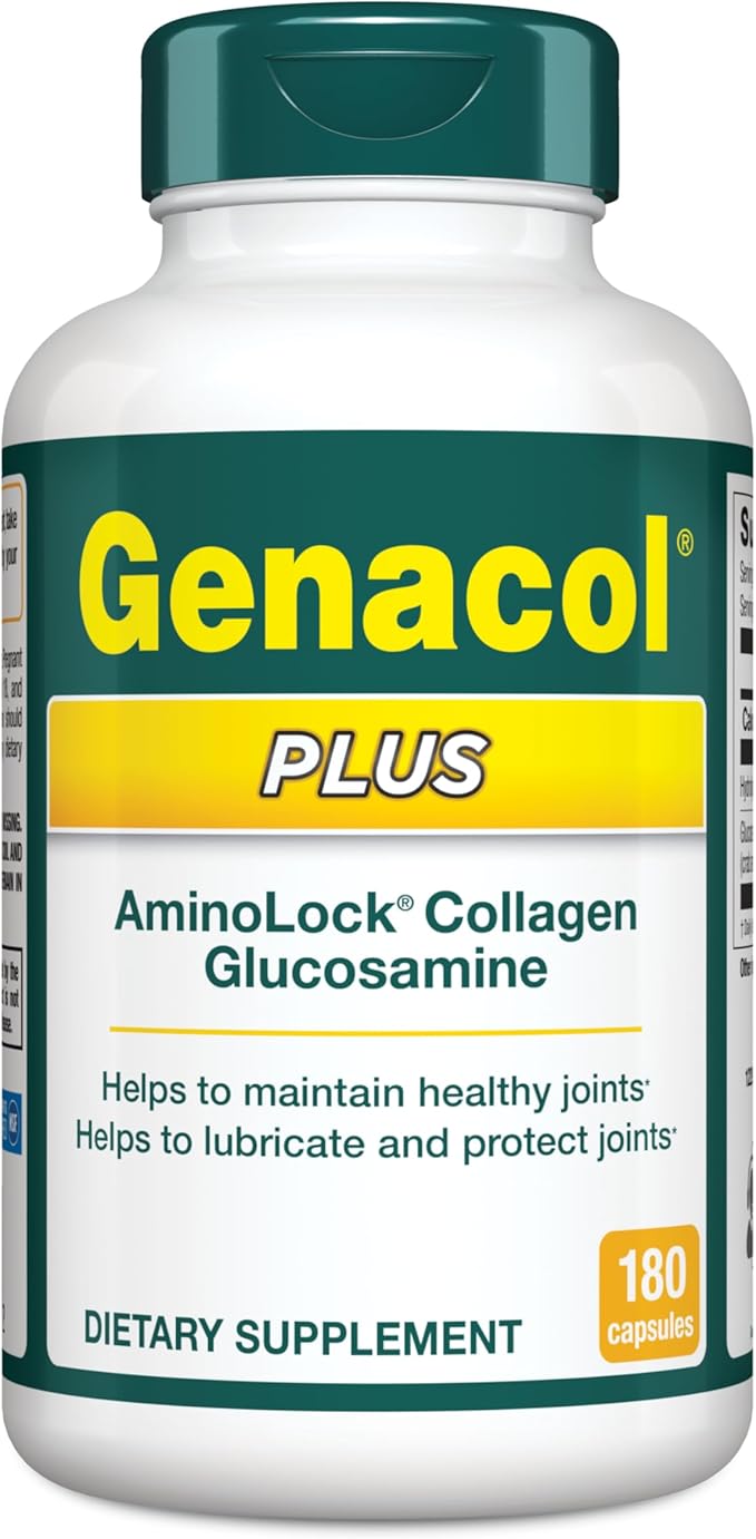 Genacol Plus – Glucosamine and Collagen Joint Supplement Lubricates Protects and Maintains Heathy Joints Relieves Joint Discomfort Plus 180 Capsules (60-Day Supply)
