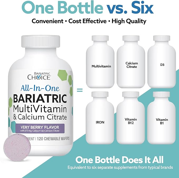 Bariatric Choice All-in-One Chewable Bariatric MultiVitamin with Iron &amp Calcium Citrate Very Berry (120ct)