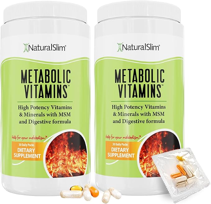 NaturalSlim Metabolic Vitamins 2 Pack Multivitamin for Women &amp Men with Digestive Enzymes Energy &amp Metabolism Support + El Poder del Metabolismo Spanish Paperback Book by Frank Suárez