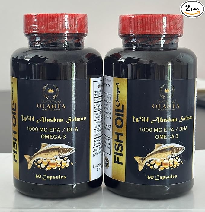 Fish Oil Omega 3 Supplements - Vitamin for Skin Immune System Booster Essential Fatty Acids EPA DHA Fish Oil - 2 Bottles 120 Capsules