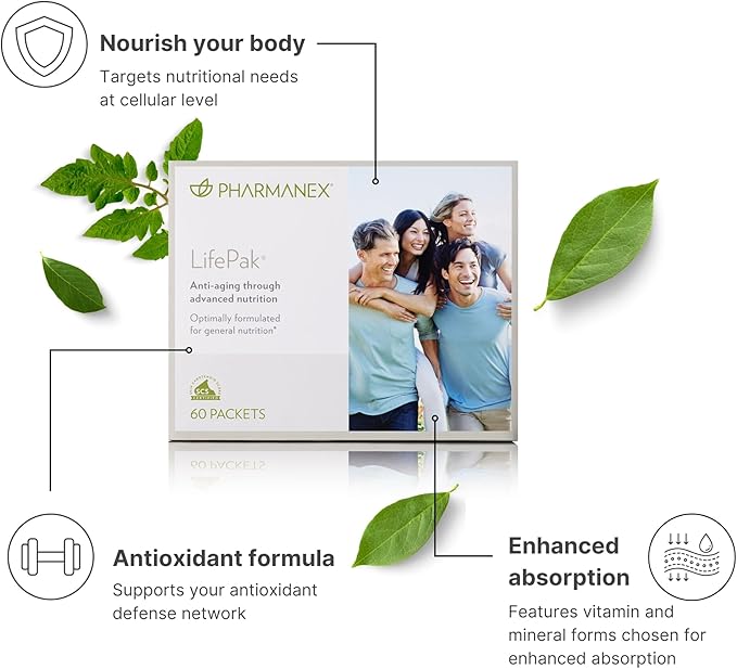 Nu Skin LifePak Advanced Nutritional Supplement for Adults | 60 Daily Packets | Aging Digestive and Gut Health Formula with Essential Vitamins Minerals and Phytonutrients