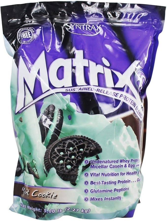 Syntrax Matrix Sustained Release Protein Powder - 11 Flavors and 3 Sizes! - Mint Cookie / 5LB Bag