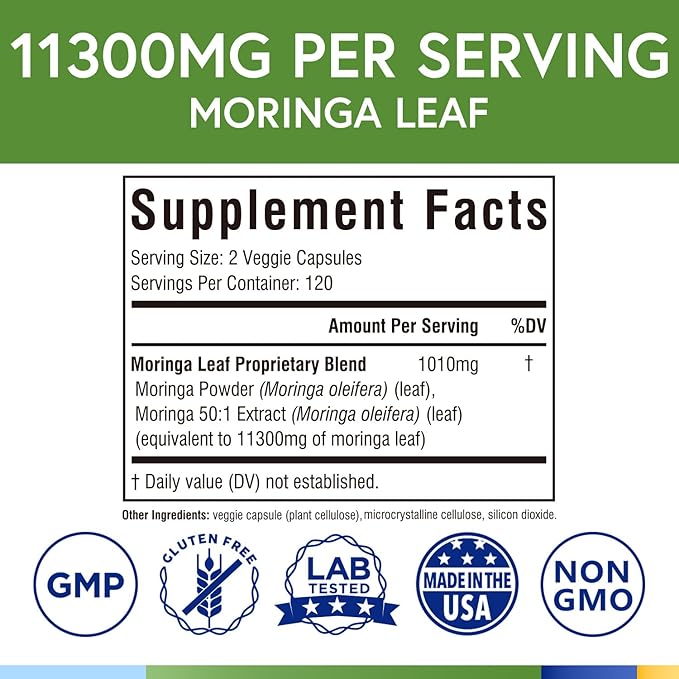 Terranics Magnesium Complex &amp Moringa Capsules Bundle - 420mg 10-in-1 Full Spectrum Magnesium with Glycinate &amp Citrate + 11300mg Pure Moringa Oleifera Leaf Powder - High Absorption Formula 12