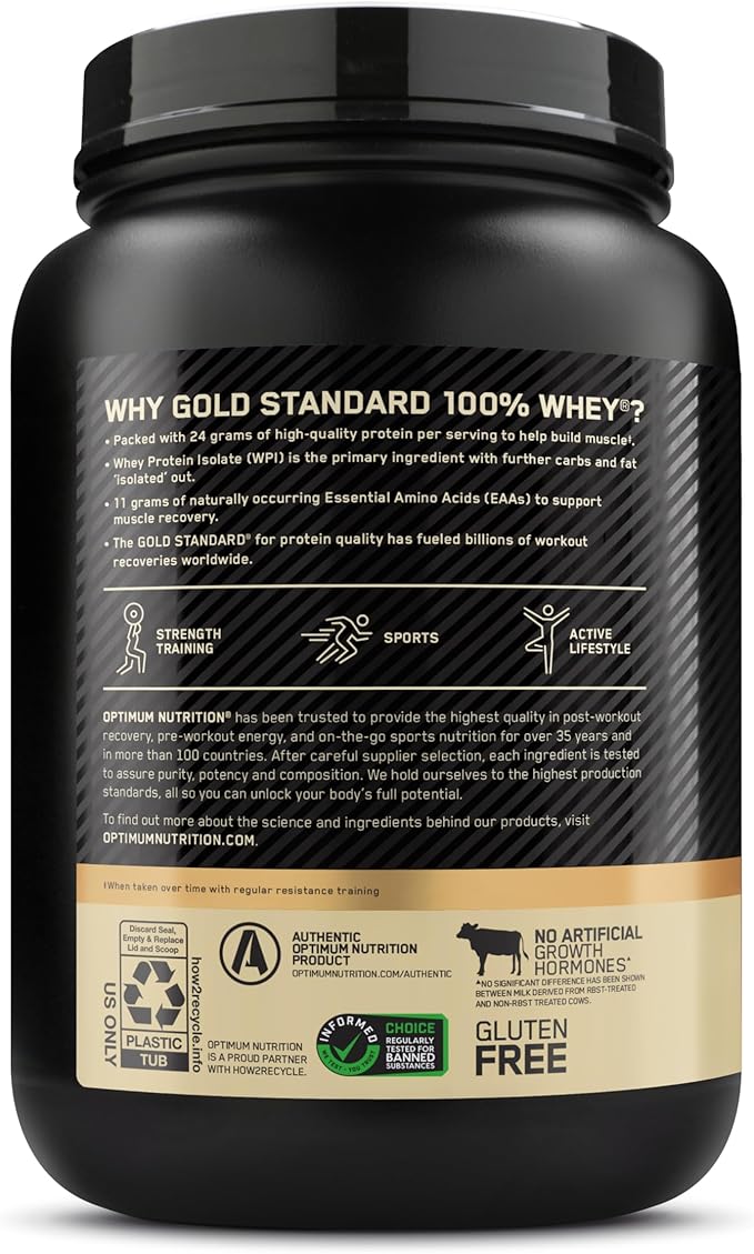 Optimum Nutrition Gold Standard 100% Whey Naturally Flavored Protein Powder Vanilla 1.9 Pound (Packaging May Vary)